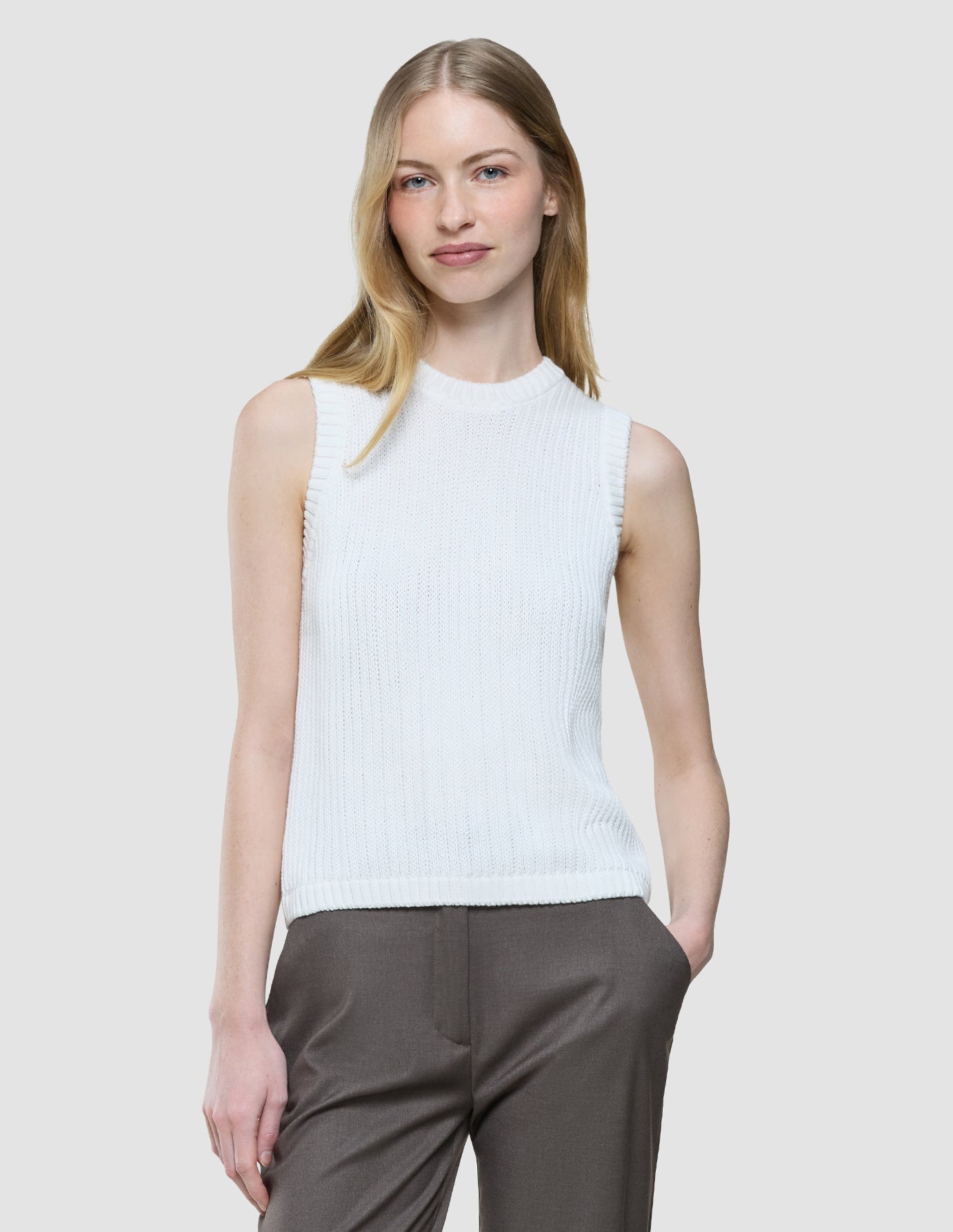 Women's Structured Knit Top Off White